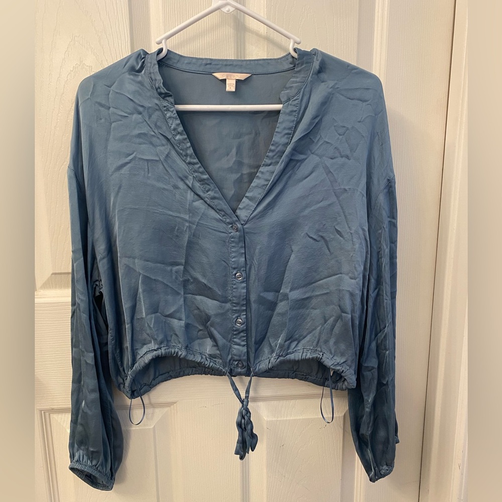 Guess Teal Drawstring Blouse - image 1